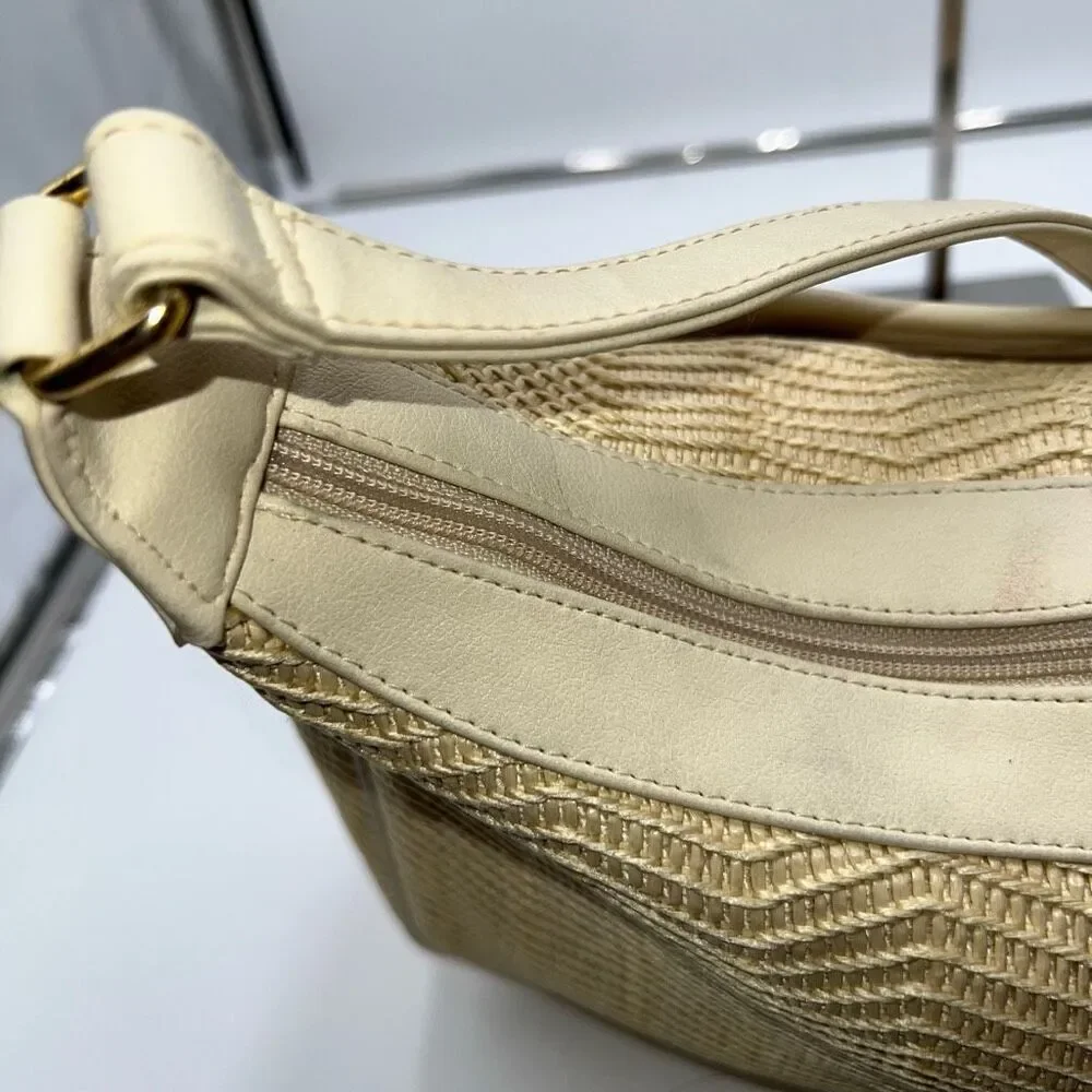 Etienne Aigner Vintage Cream Basket Weave Straw Handbag Neutral Purse